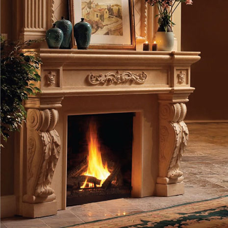 1142.524 Cast stone fireplace mantel