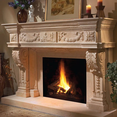 1152.546 Cast stone fireplace mantel