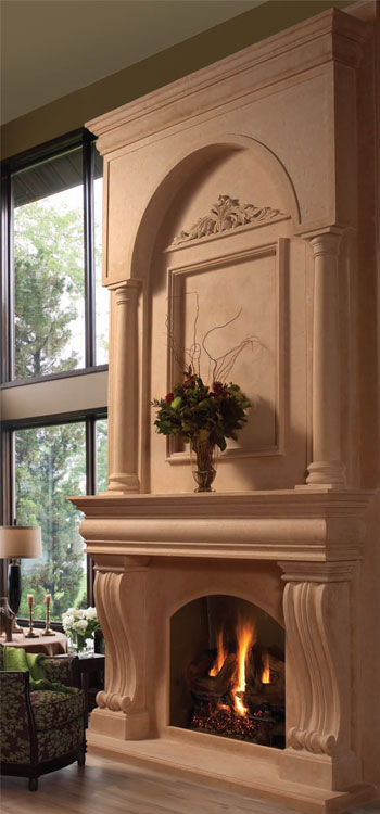 COLONIAL Cast stone fireplace mantel