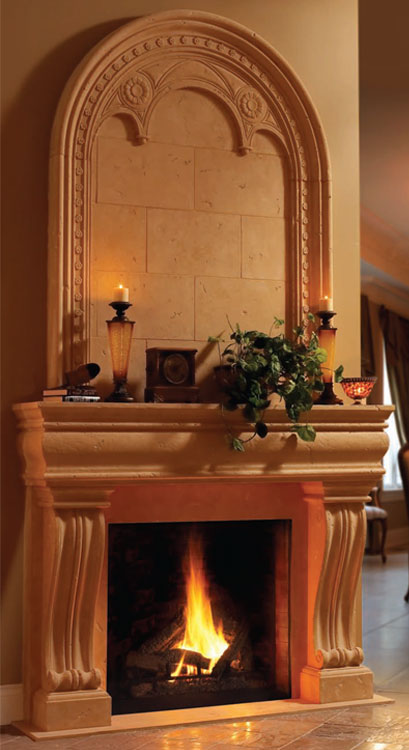 MONACO Cast stone fireplace mantel