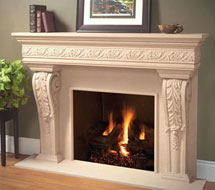 1110.LEAF.534 stone fireplace mantle surround in Boston