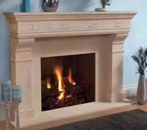 1110.SHELL.557 stone fireplace mantle surround in Edmonton