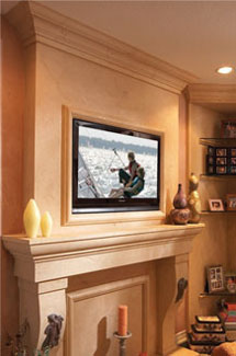 Capri stone fireplace overmantle surround in Montreal