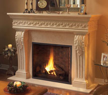 1110.SCROLL.529 stone fireplace mantle surround direct from us